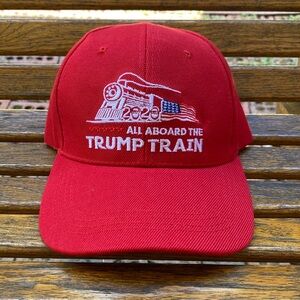 NOS All aboard the Trump Train 2020 hat full 6 panel adjustable back strap cap